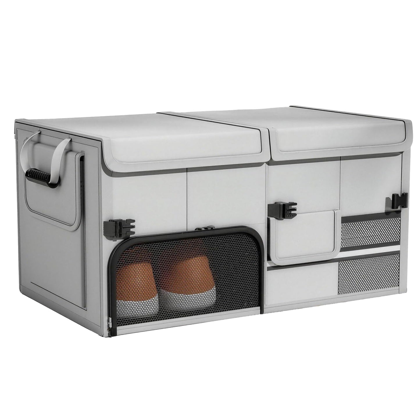 60L Foldable Car Trunk Organizer with Dual Lids