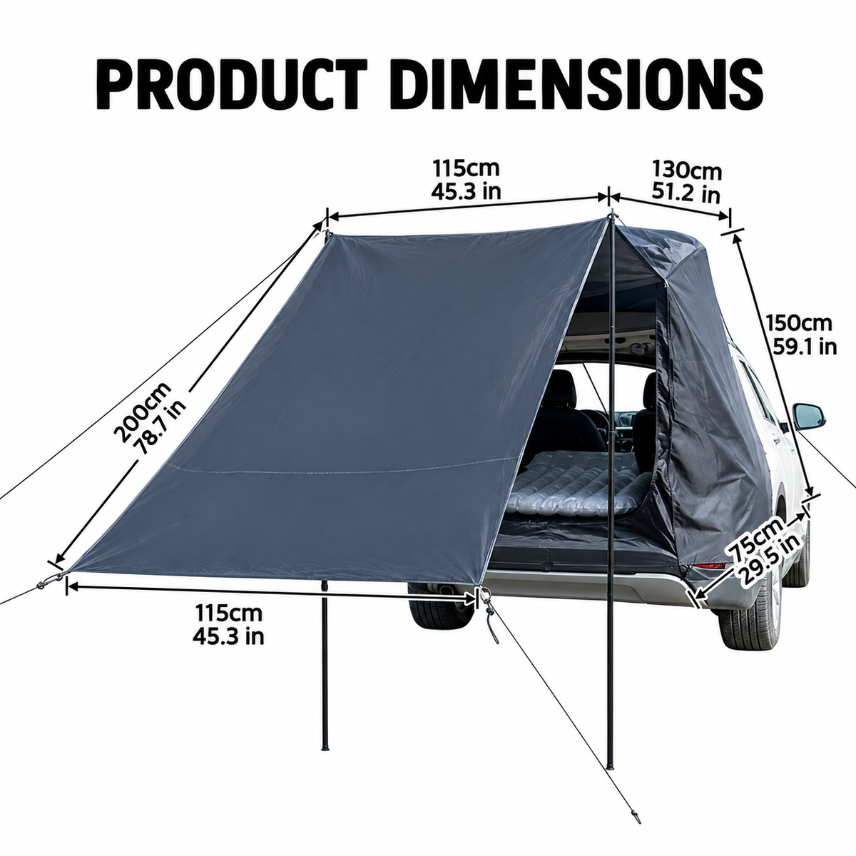 SUV Tailgate Tent with Mesh Screen & Extended Awning