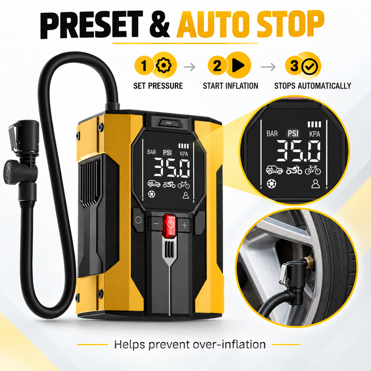 150 PSI 12V Digital Tire Inflator with Auto Shutoff