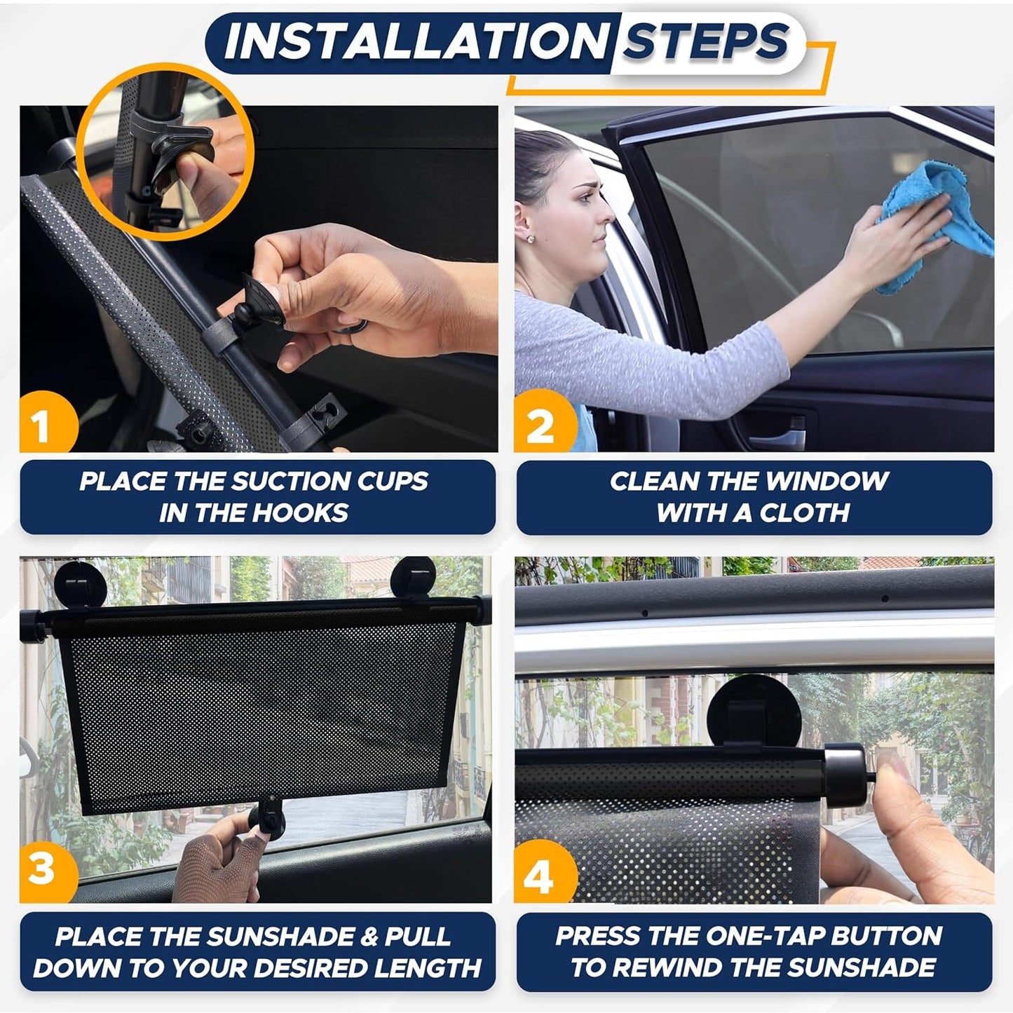 2-Pack Retractable Car Side Window Sun Shades