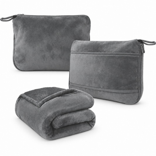 2-in-1 Fleece Travel Blanket & Pillow