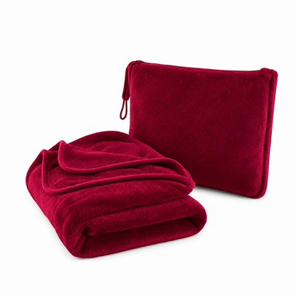 2-in-1 Fleece Travel Blanket & Pillow