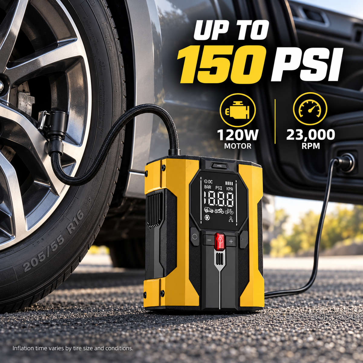 150 PSI 12V Digital Tire Inflator with Auto Shutoff