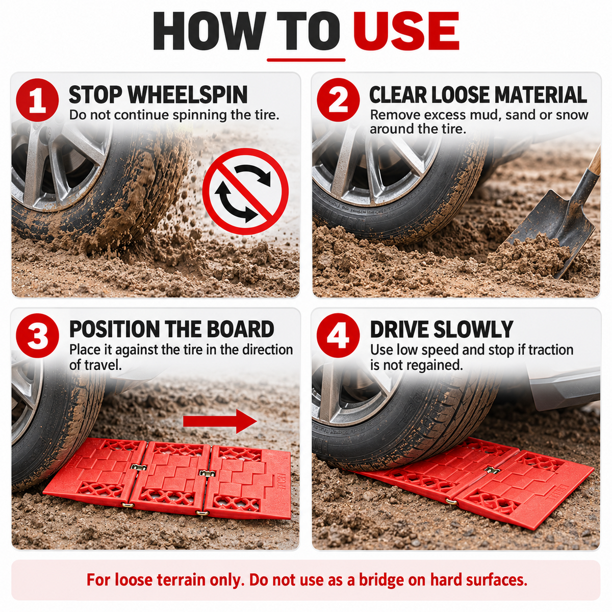 3-Section Foldable Tire Recovery Boards – 2 Pack