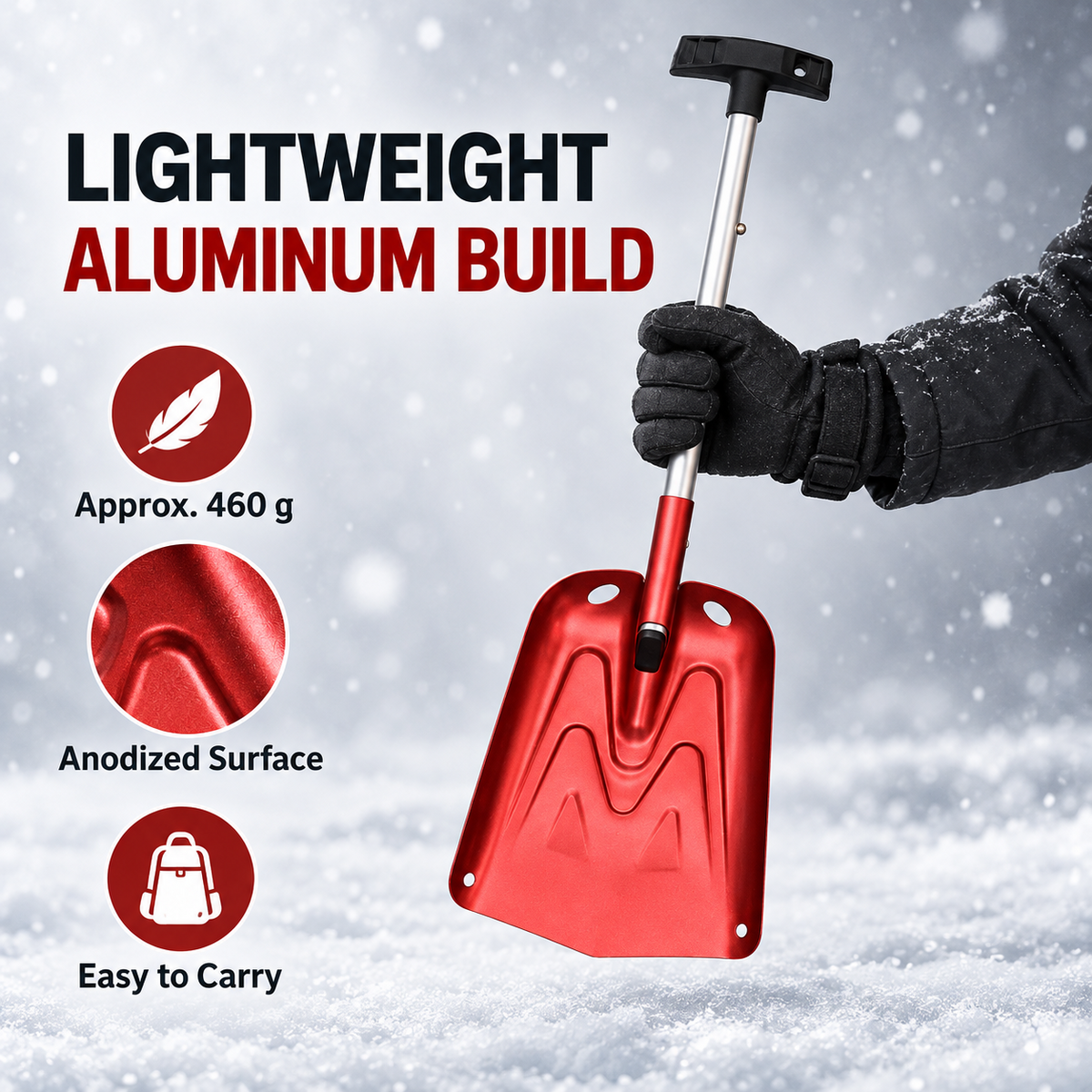 Portable Telescoping Aluminum Snow Shovel