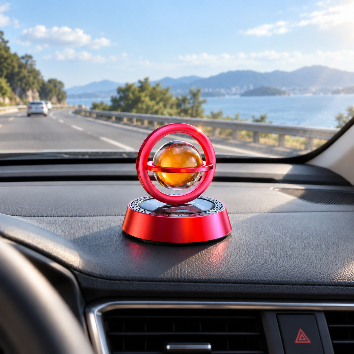Solar Rotating Car Fragrance Diffuser – Gyroscopic Dashboard Ornament