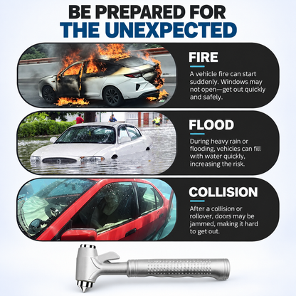 3-in-1 Car Safety Hammer with Seat Belt Cutter