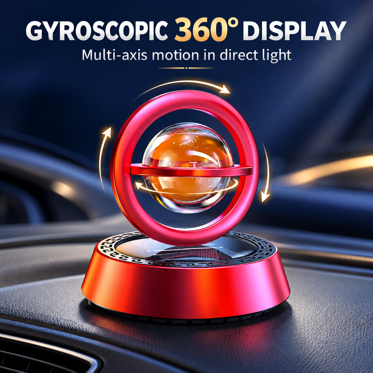 Solar Rotating Car Fragrance Diffuser – Gyroscopic Dashboard Ornament