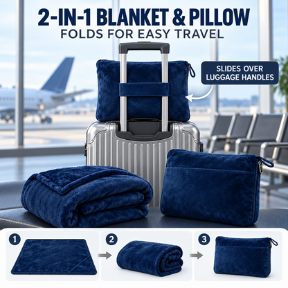 2-in-1 Fleece Travel Blanket & Pillow