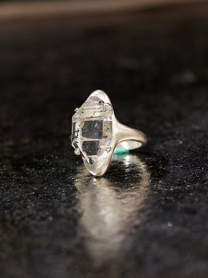 Healing Through Balance Shining Diamond Crystal Silver Rings