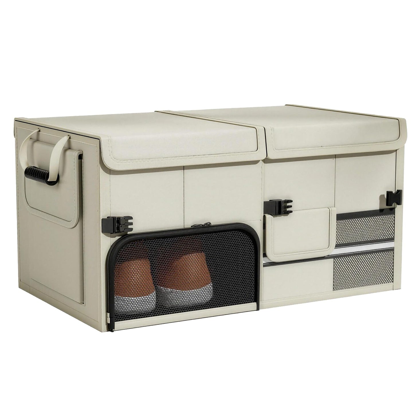 60L Foldable Car Trunk Organizer with Dual Lids