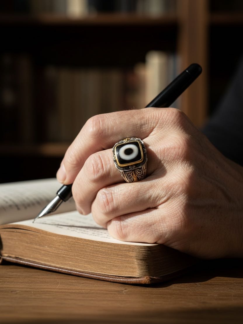 Protective Energy Dzi Silver Tibetan Treasures Rings