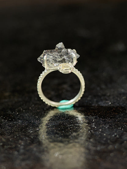 Healing Through Balance Shining Diamond Crystal Silver Rings