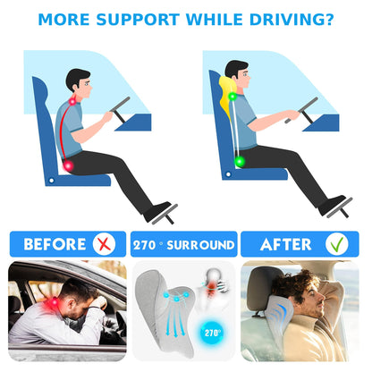 Ergonomic Memory Foam Car Neck Support Pillow