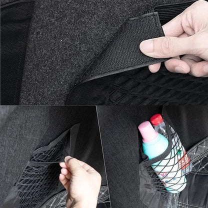 Double-Layer Elastic Car Storage Mesh Pocket – Hook-and-Loop Organizer