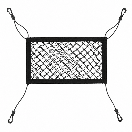 Dual-Layer Dog Car Net Barrier & Seat Organizer – 4-Sided Elastic Storage Mesh