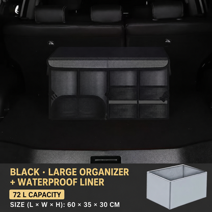Collapsible Car Trunk Organizer with Lid & Shoe Compartment