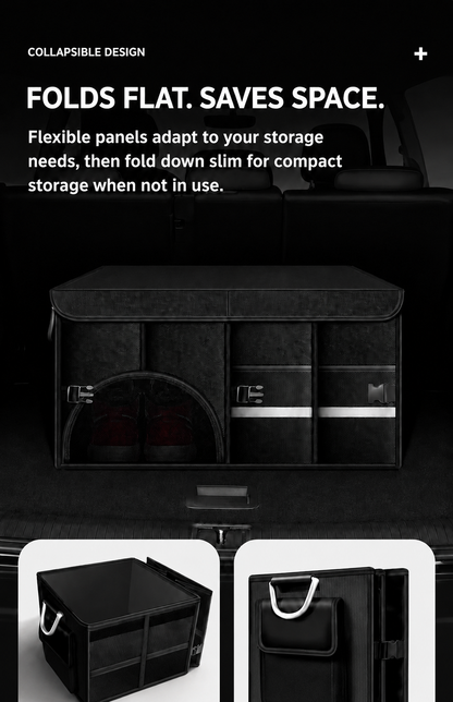 Collapsible Car Trunk Organizer with Lid & Shoe Compartment