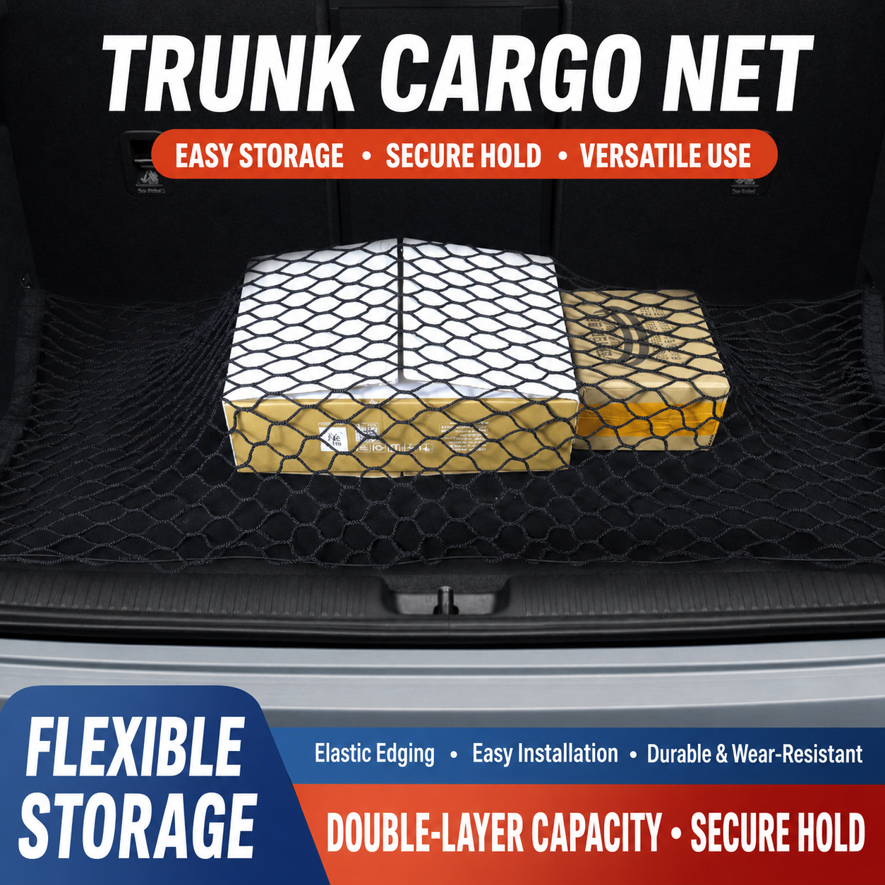 Double-Layer Elastic Trunk Cargo Net