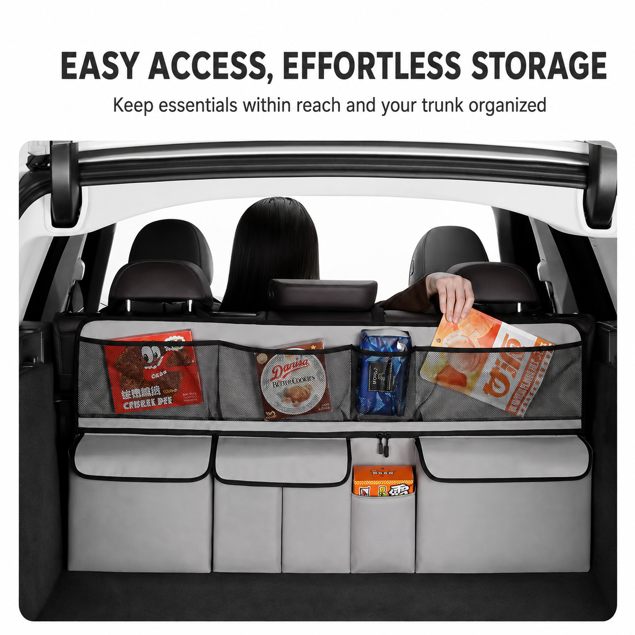 9-Pocket Hanging Car Trunk Organizer – Space-Saving Oxford Storage