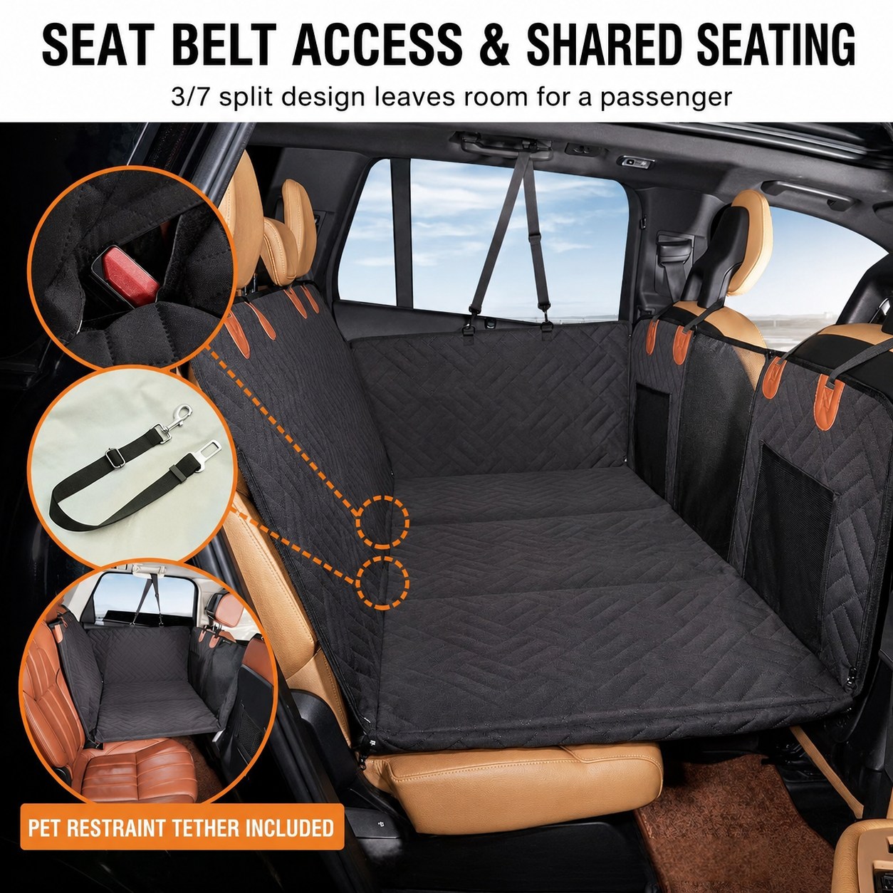 Hard Bottom Dog Car Seat Cover – Waterproof Back Seat Extender