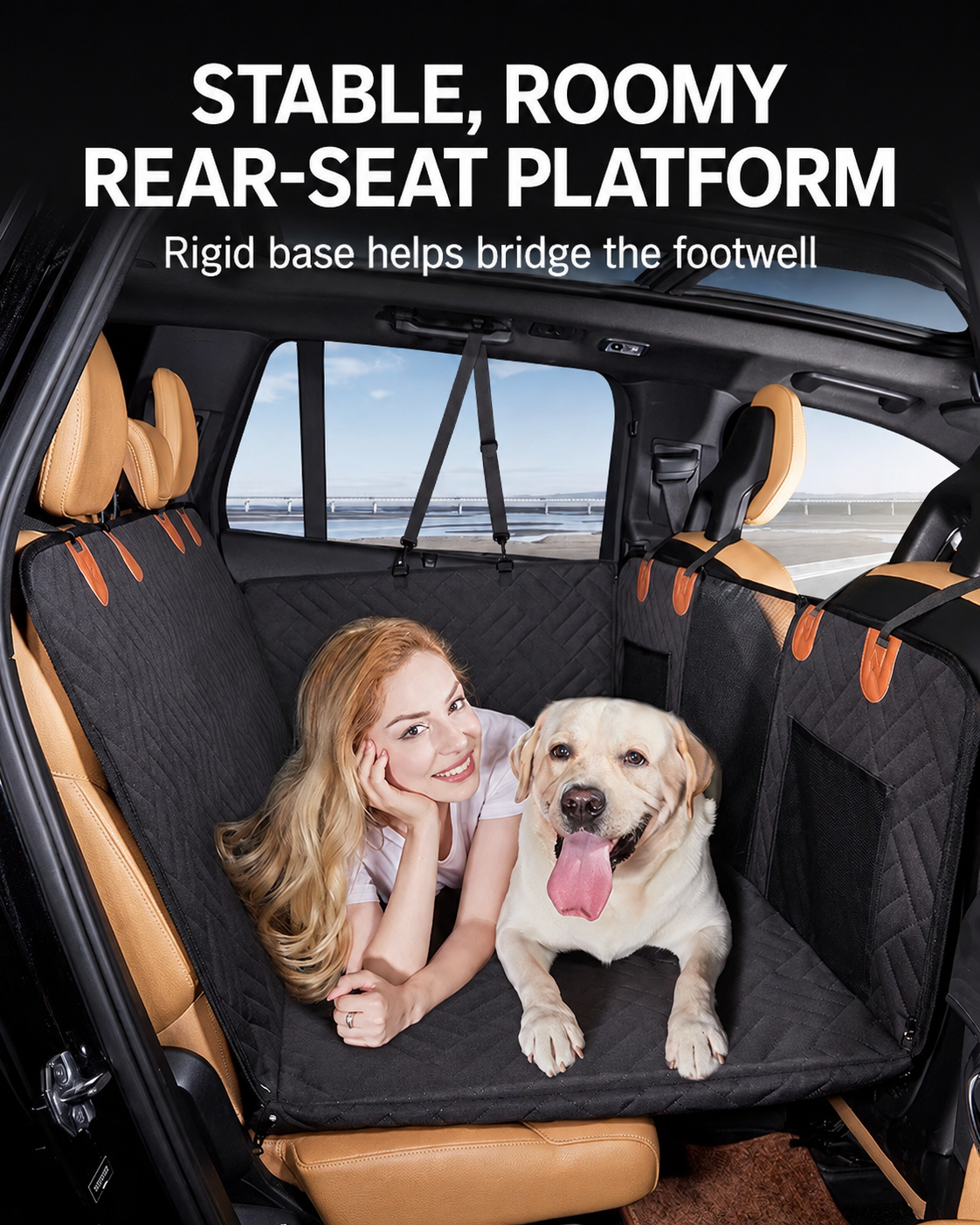 Hard Bottom Dog Car Seat Cover – Waterproof Back Seat Extender