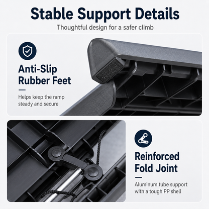 Foldable Dog Car Ramp for SUVs & Cars – 61.4" Anti-Slip Pet Ramp with Side Rails