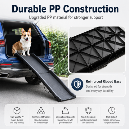 Foldable Dog Car Ramp for SUVs & Cars – 61.4" Anti-Slip Pet Ramp with Side Rails