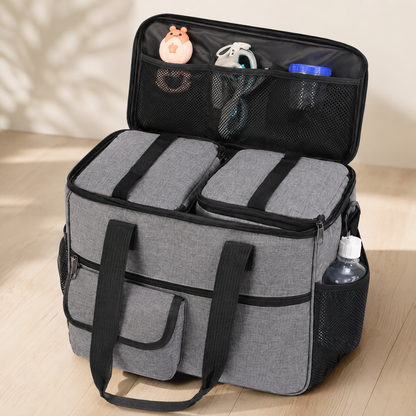 Dog Travel Bag Set with 2 Food Containers & 2 Collapsible Bowls – Waterproof Pet Organizer Tote