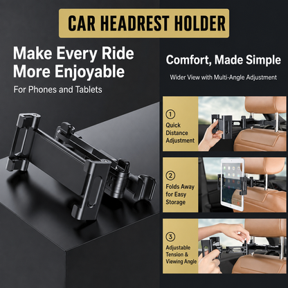 Adjustable Car Headrest Tablet Holder