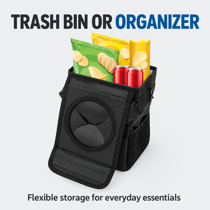 Foldable Hanging Car Trash Can with Storage Pockets