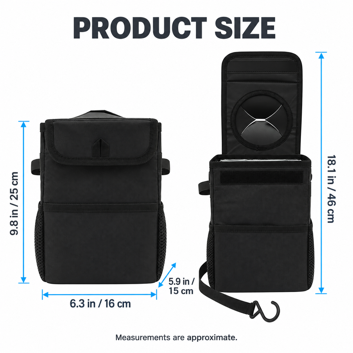 Foldable Hanging Car Trash Can with Storage Pockets