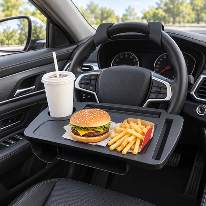 2-in-1 Car Steering Wheel Tray & Seat Gap Organizer