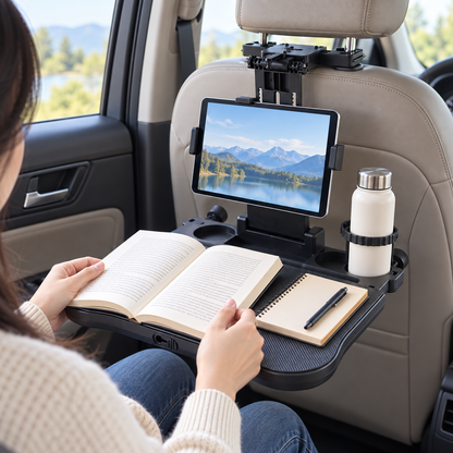 Foldable Car Backseat Tray Table with Cup Holder & Phone Mount