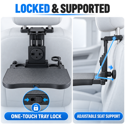 Foldable Car Backseat Tray Table with Cup Holder & Phone Mount