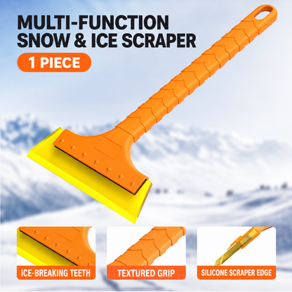 Long-Handle Silicone Ice Scraper for Car Windshields