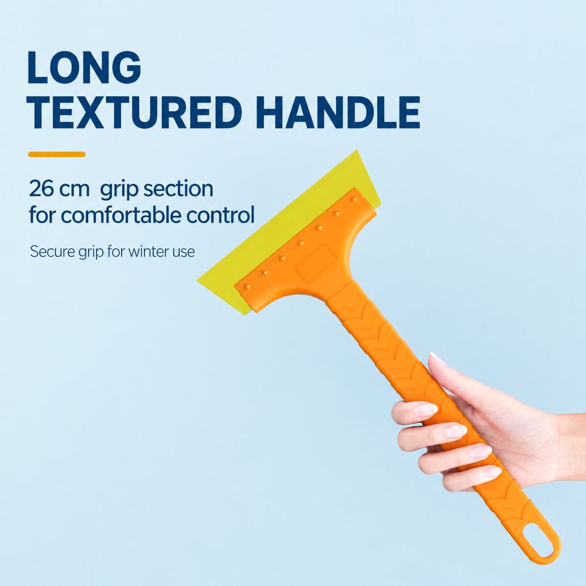 Long-Handle Silicone Ice Scraper for Car Windshields