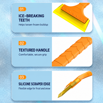 Long-Handle Silicone Ice Scraper for Car Windshields