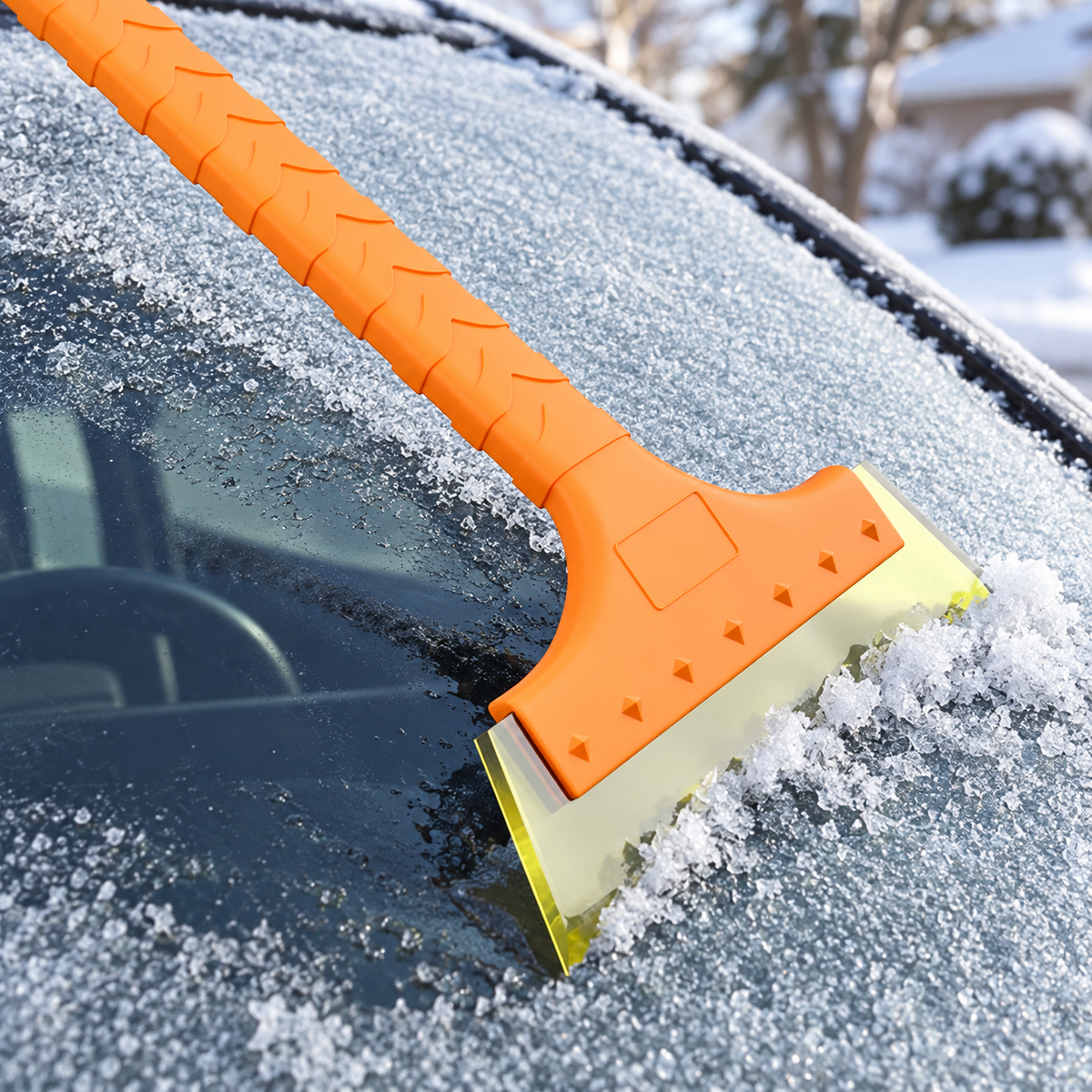 Long-Handle Silicone Ice Scraper for Car Windshields