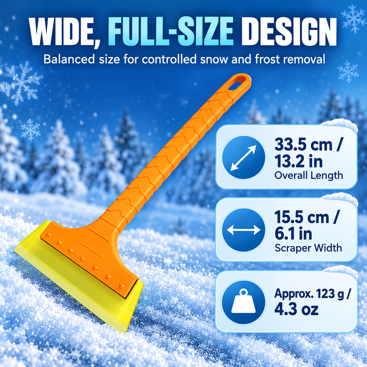 Long-Handle Silicone Ice Scraper for Car Windshields