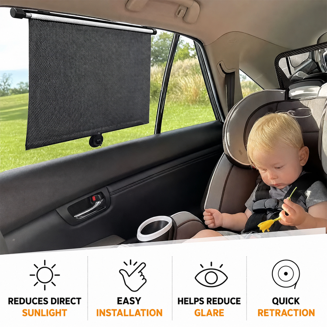 2-Pack Retractable Car Side Window Sun Shades