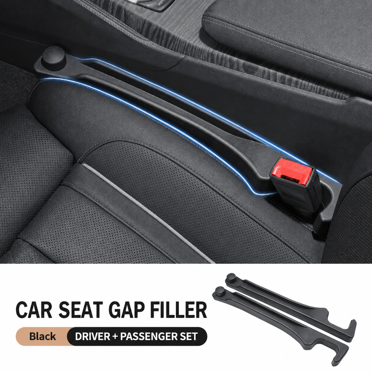 3-in-1 Soft PU Car Seat Gap Filler Organizer