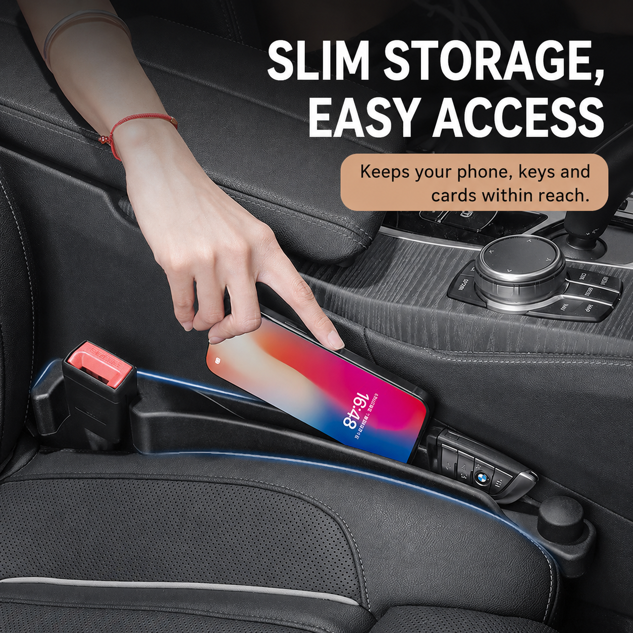 3-in-1 Soft PU Car Seat Gap Filler Organizer