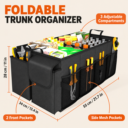 Foldable Car Trunk Organizer with Detachable Cooler Bag