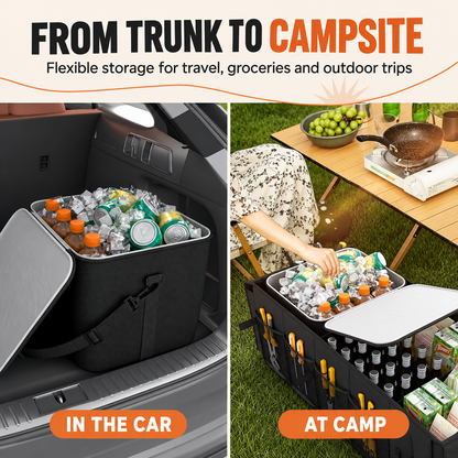 Foldable Car Trunk Organizer with Detachable Cooler Bag