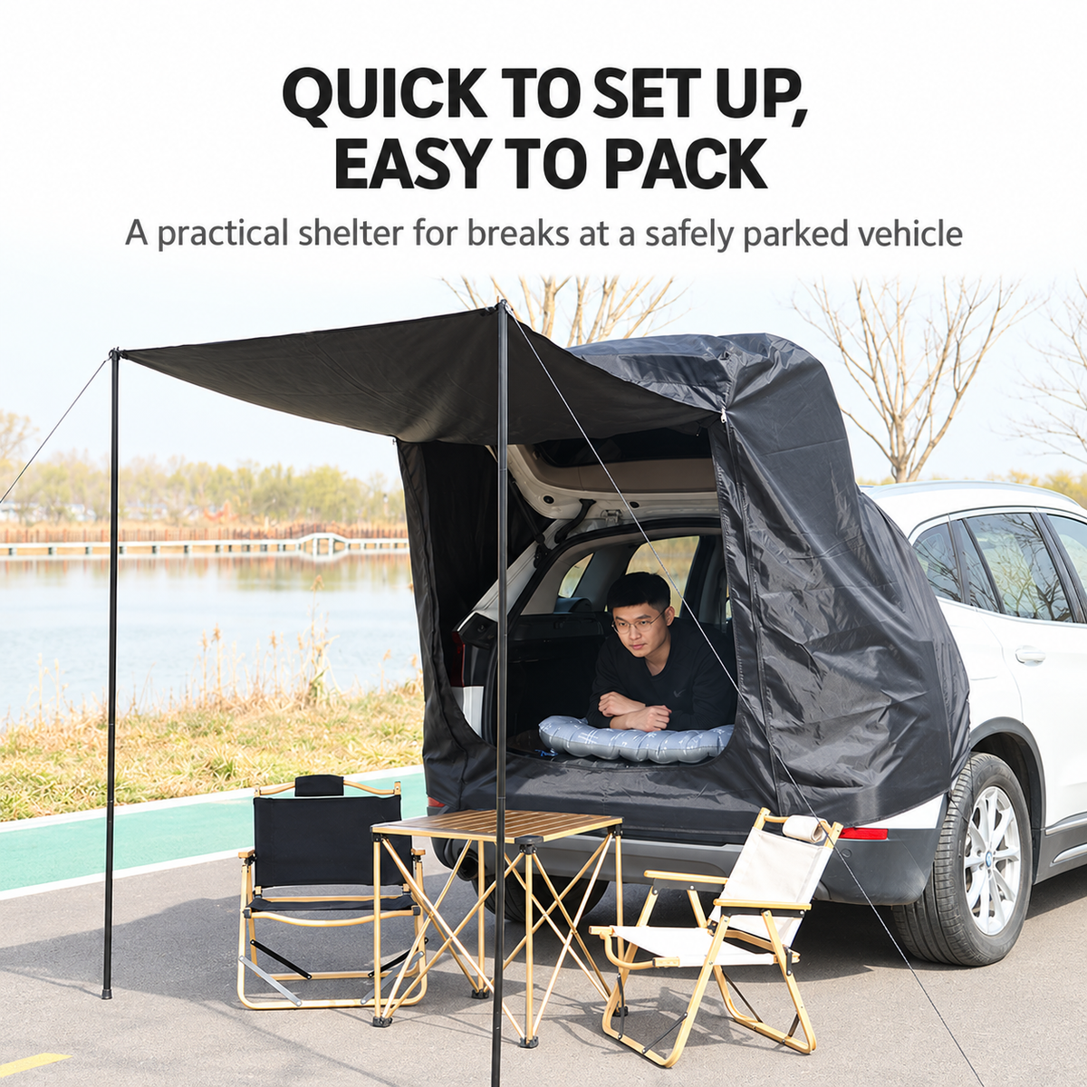 SUV Tailgate Tent with Mesh Screen & Extended Awning