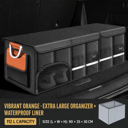 Collapsible Car Trunk Organizer with Lid & Shoe Compartment