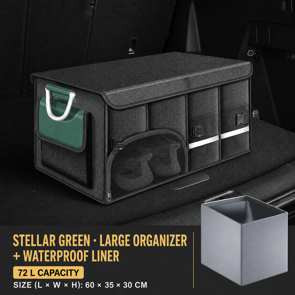 Collapsible Car Trunk Organizer with Lid & Shoe Compartment