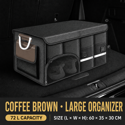Collapsible Car Trunk Organizer with Lid & Shoe Compartment