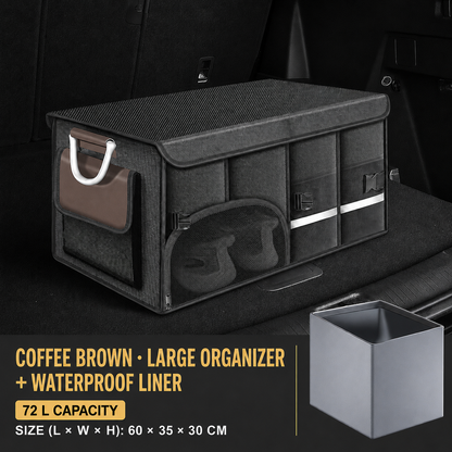 Collapsible Car Trunk Organizer with Lid & Shoe Compartment